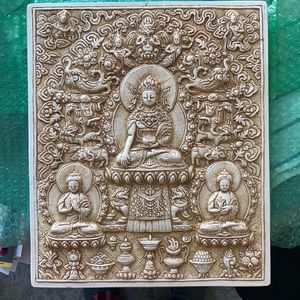Clay Sculpted Picture Sitting Thai Buddha 13.25” x 11.25”